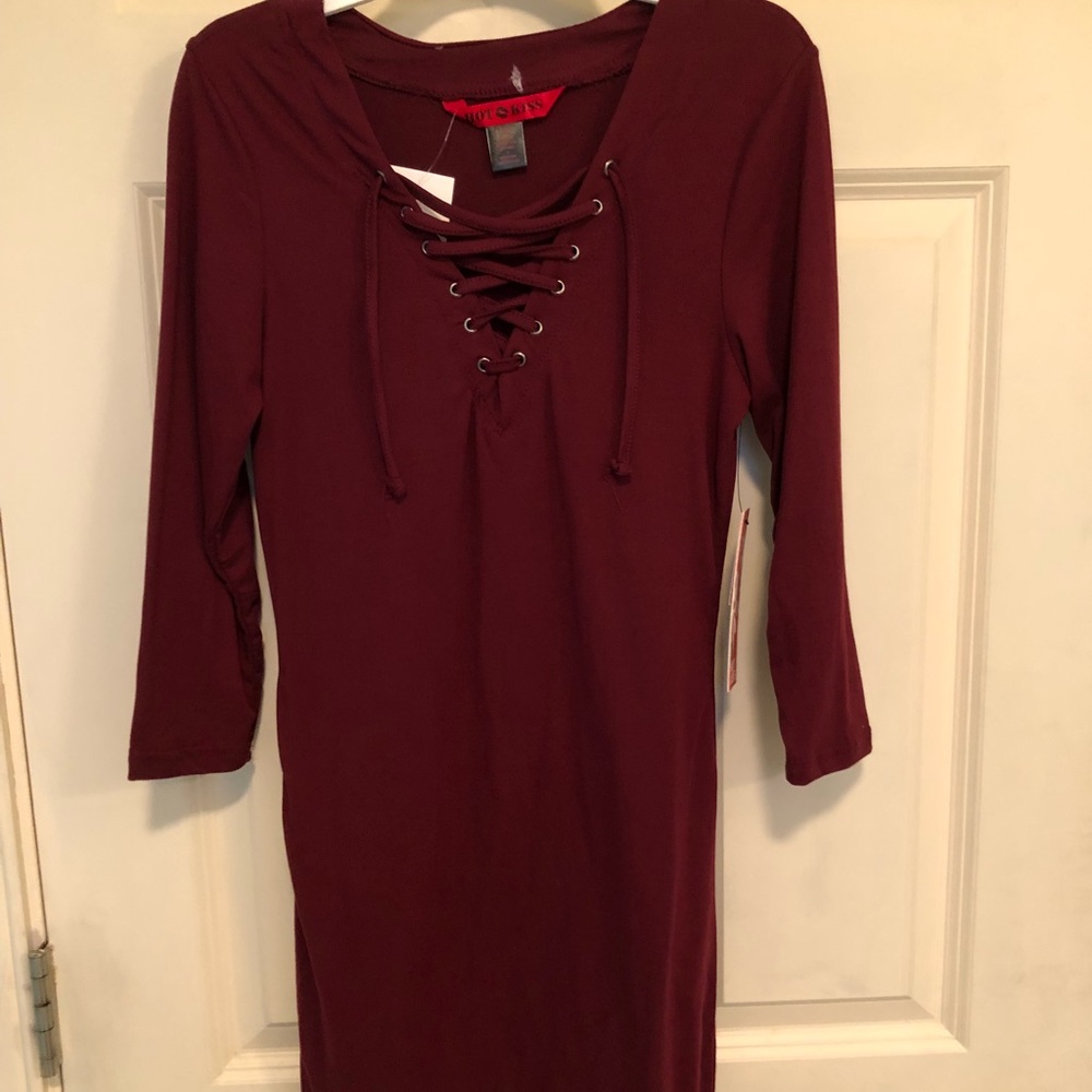 NWT red lace up dress